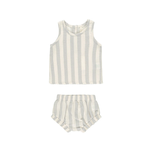 Sky Stripe Woven Tank + Short Set - Quincy Mae