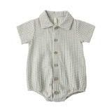 Sage Gingham Matteo Romper - Quincy Mae