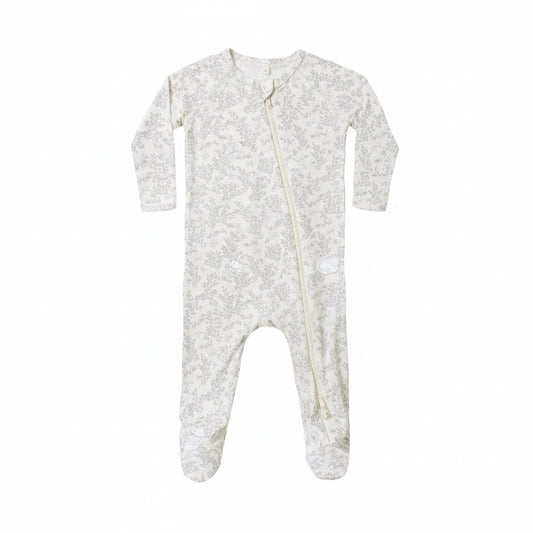 Cloud Floral Bamboo Zip Footie - Quincy Mae