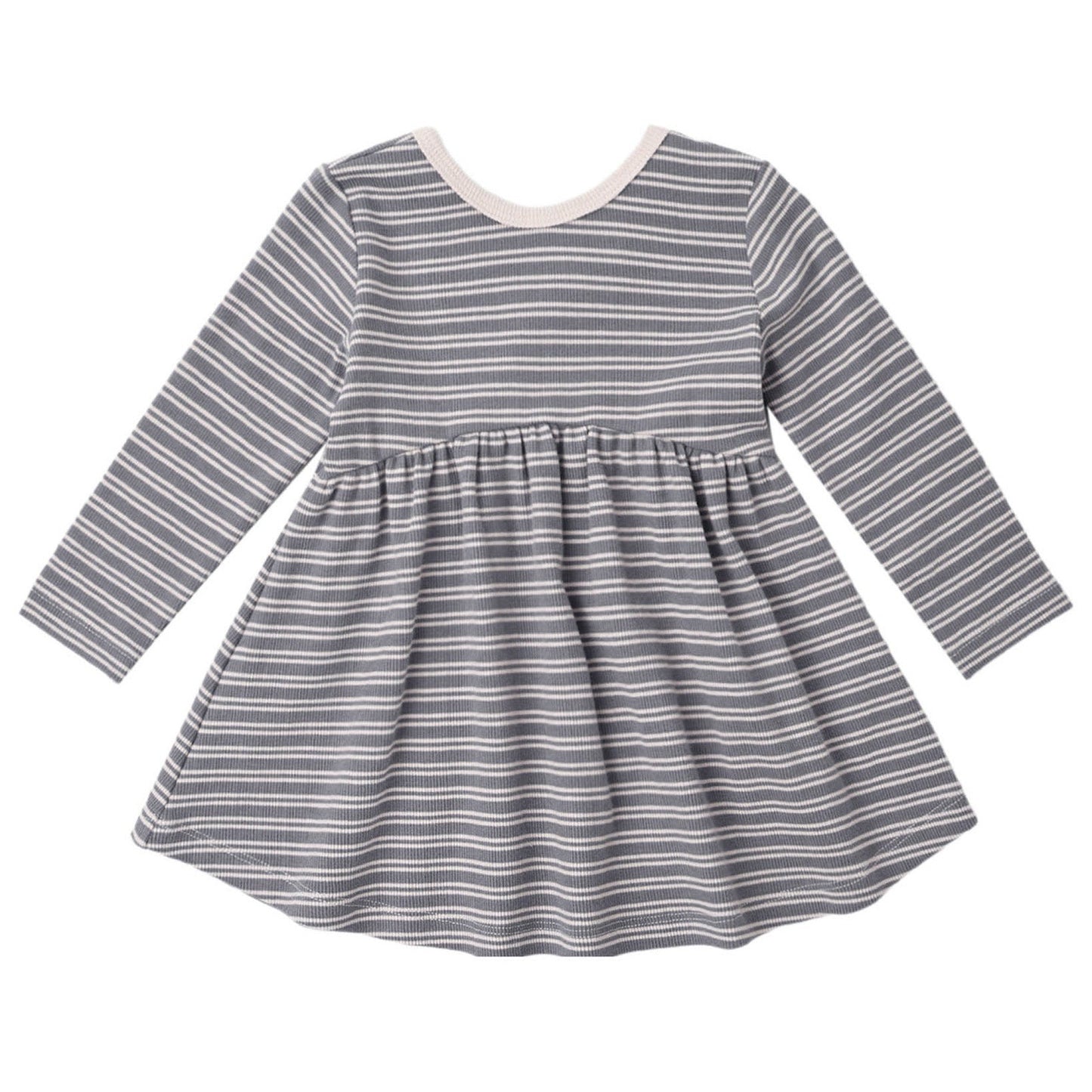 Slate Microstripe Ribbed Dress - Quincy Mae