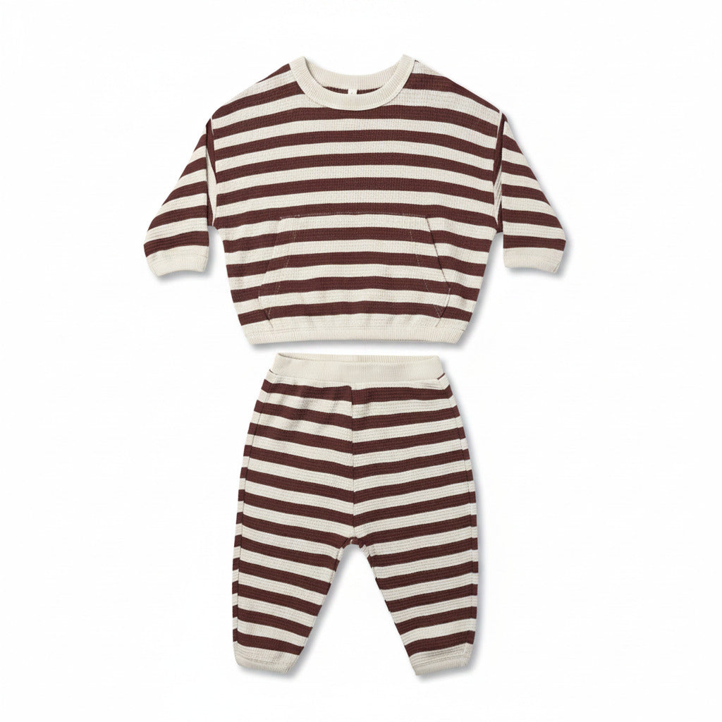 Black Cherry Waffle Slouch Set - Quincy Mae