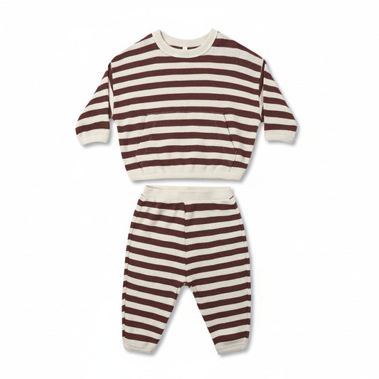 Black Cherry Waffle Slouch Set - Quincy Mae