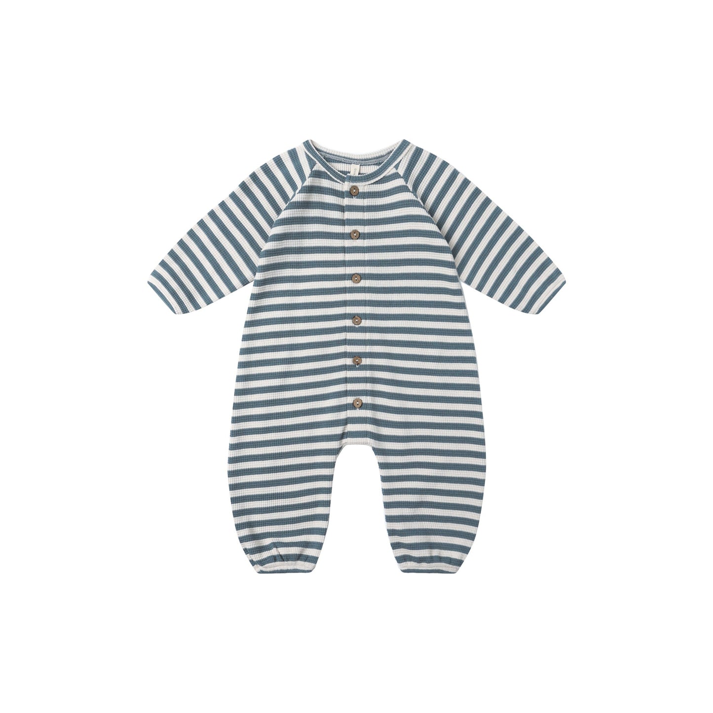 Ocean Stripe Waffle Long Sleeve Jumpsuit - Quincy Mae