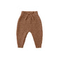 Cedar brown knitted baby pants with a drawstring bow on a white background