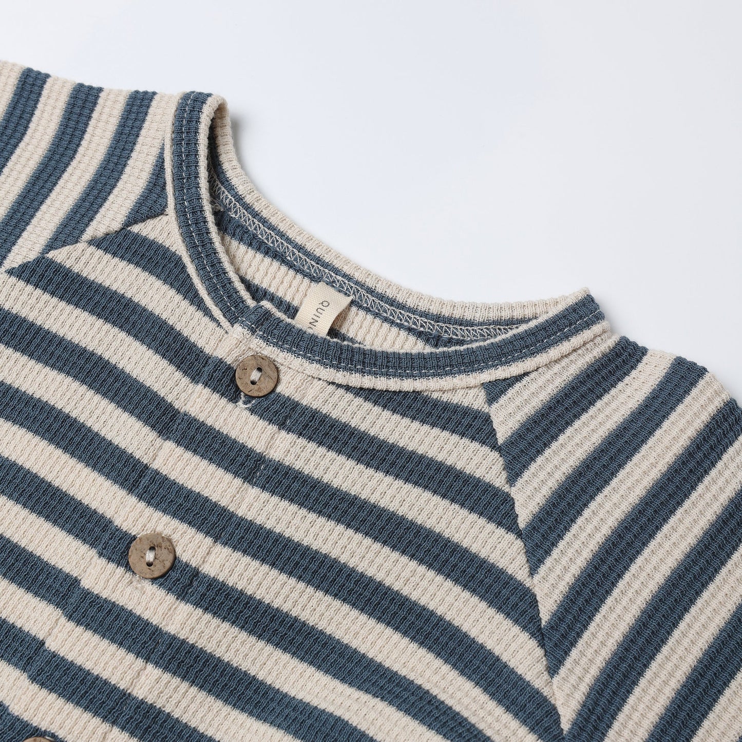 Ocean Stripe Waffle Long Sleeve Jumpsuit - Quincy Mae
