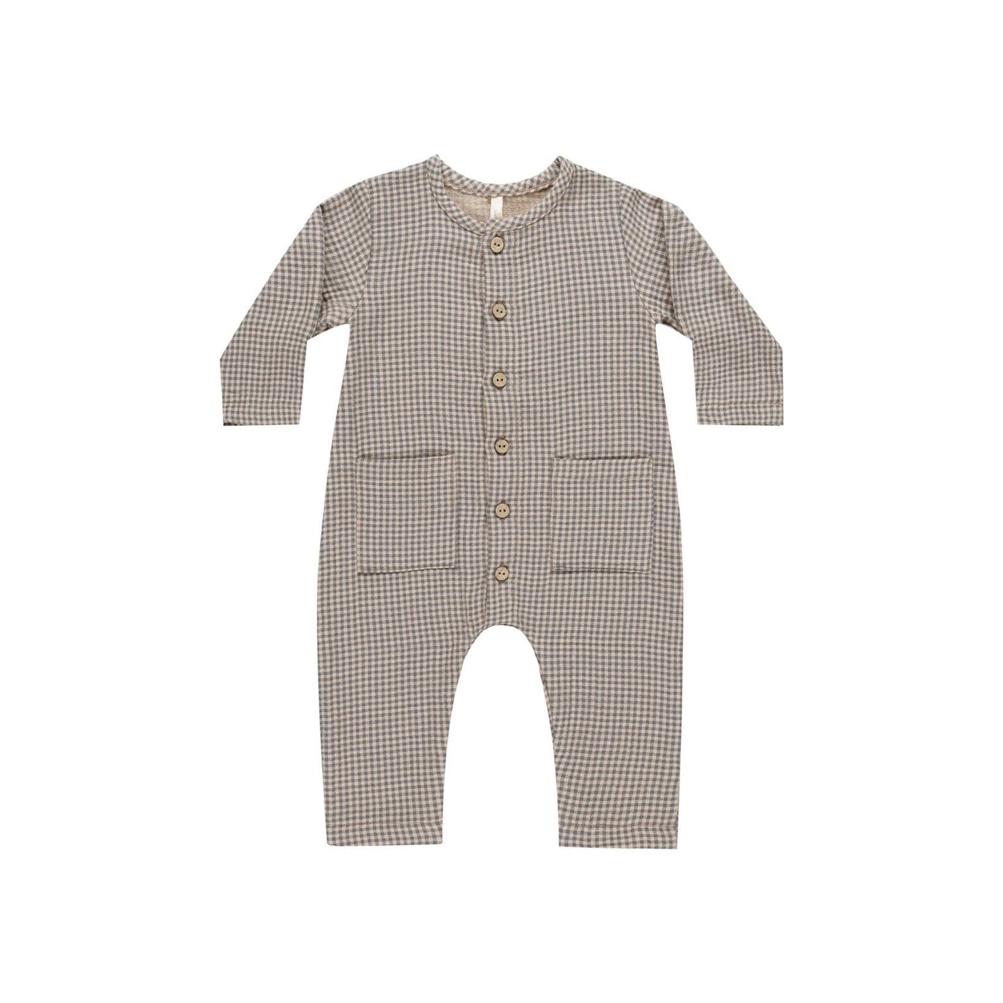 Indigo Gingham Woven Jumpsuit - Quincy Mae