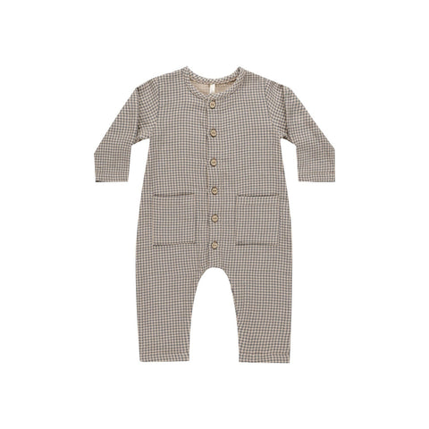 Indigo Gingham Woven Jumpsuit - Quincy Mae