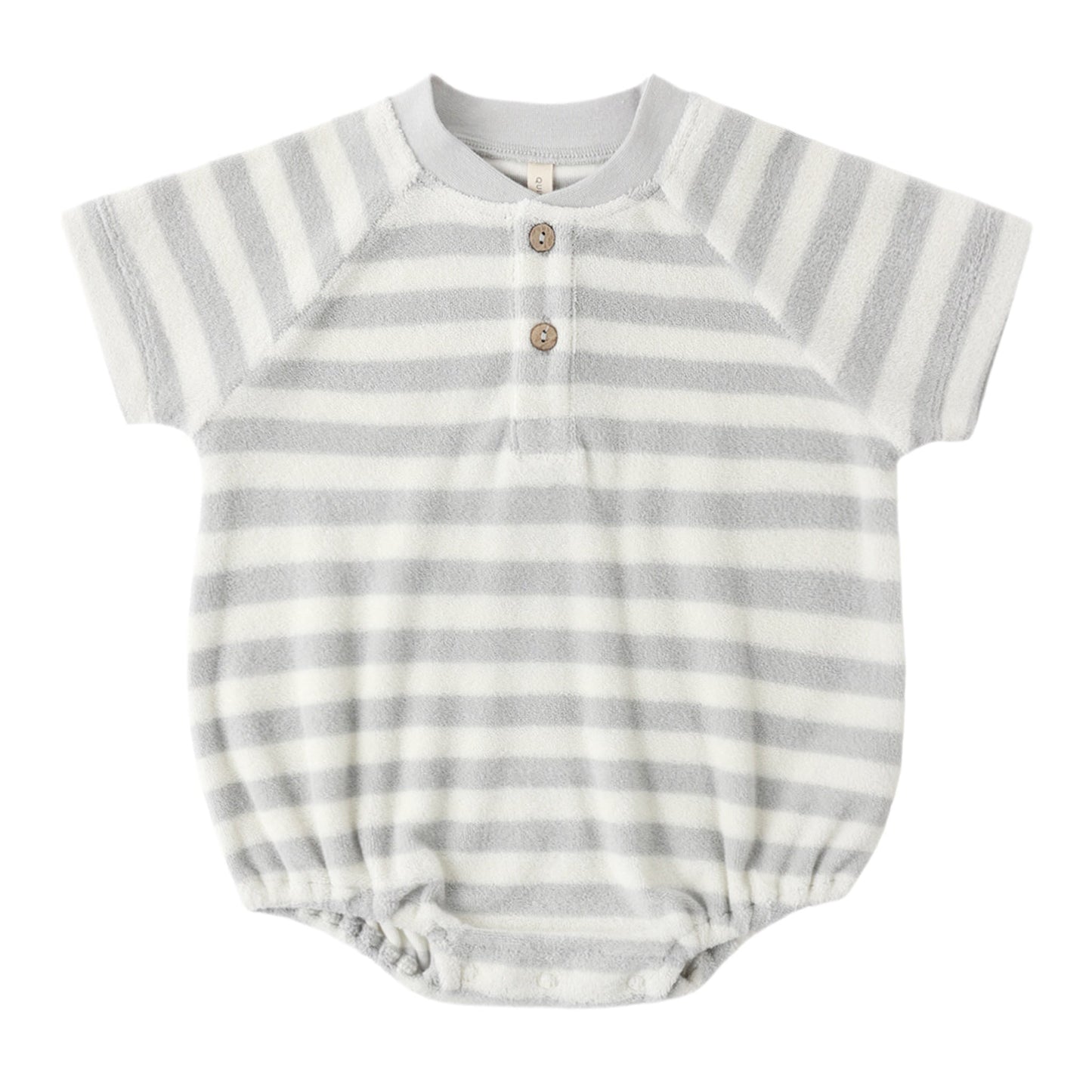 Sky Stripe Terry Henley Romper - Quincy Mae