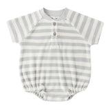 Sky Stripe Terry Henley Romper - Quincy Mae