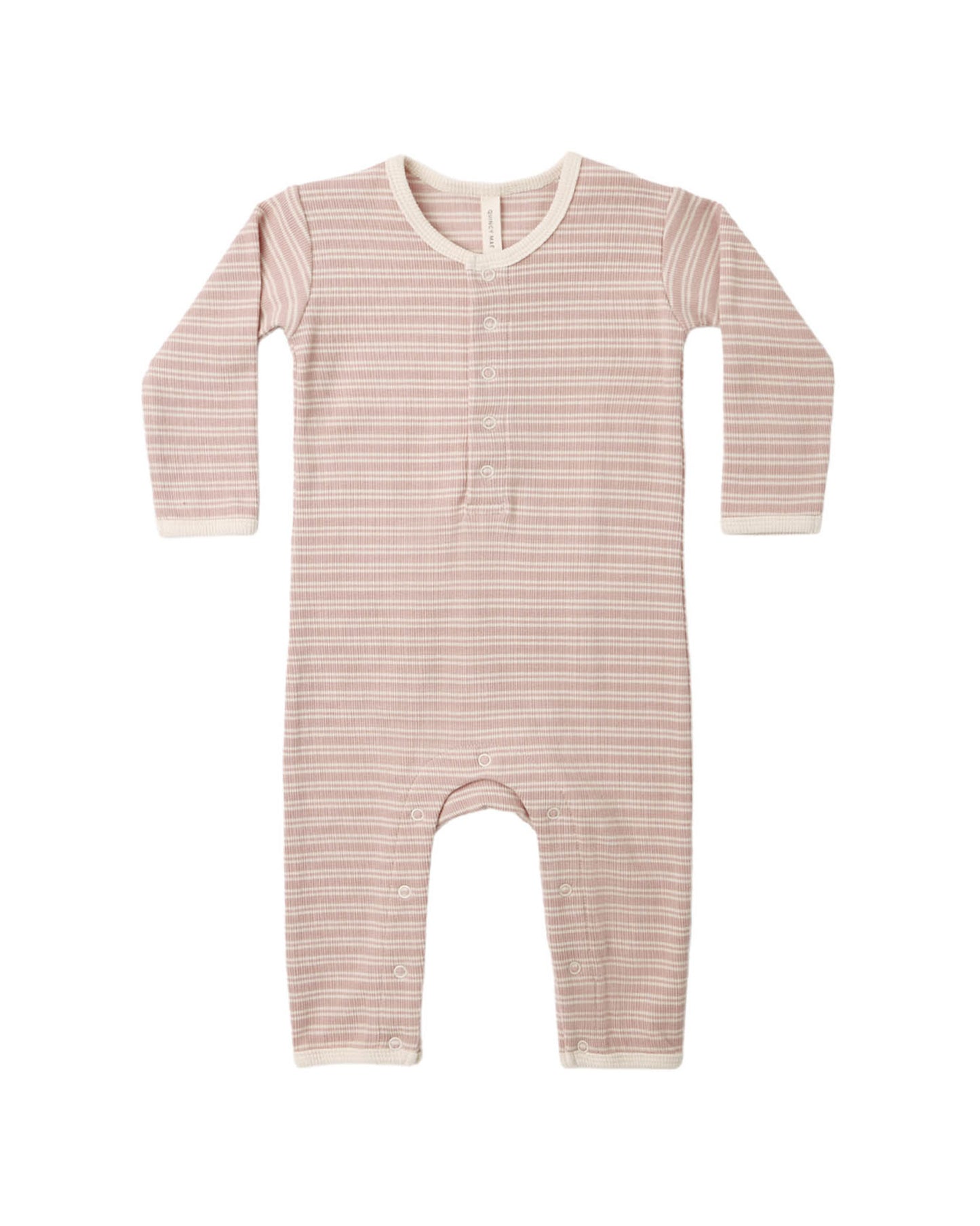 Dusty Rose Microstripe Ribbed Jumpsuit - Quincy Mae