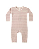 Dusty Rose Microstripe Ribbed Jumpsuit - Quincy Mae