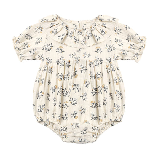 French Floral Collared Romper - Quincy Mae