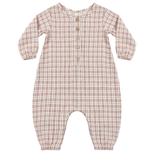 Christmas Plaid Woven Jumpsuit - Quincy Mae