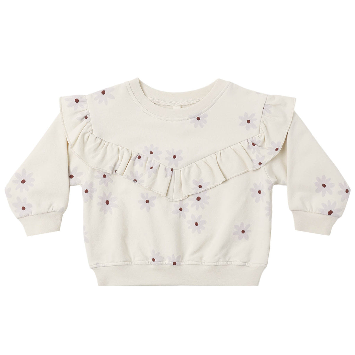 Blue Daisy Ruffle Fleece Sweatshirt - Quincy Mae