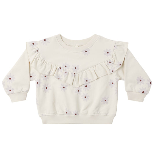 Blue Daisy Ruffle Fleece Sweatshirt - Quincy Mae