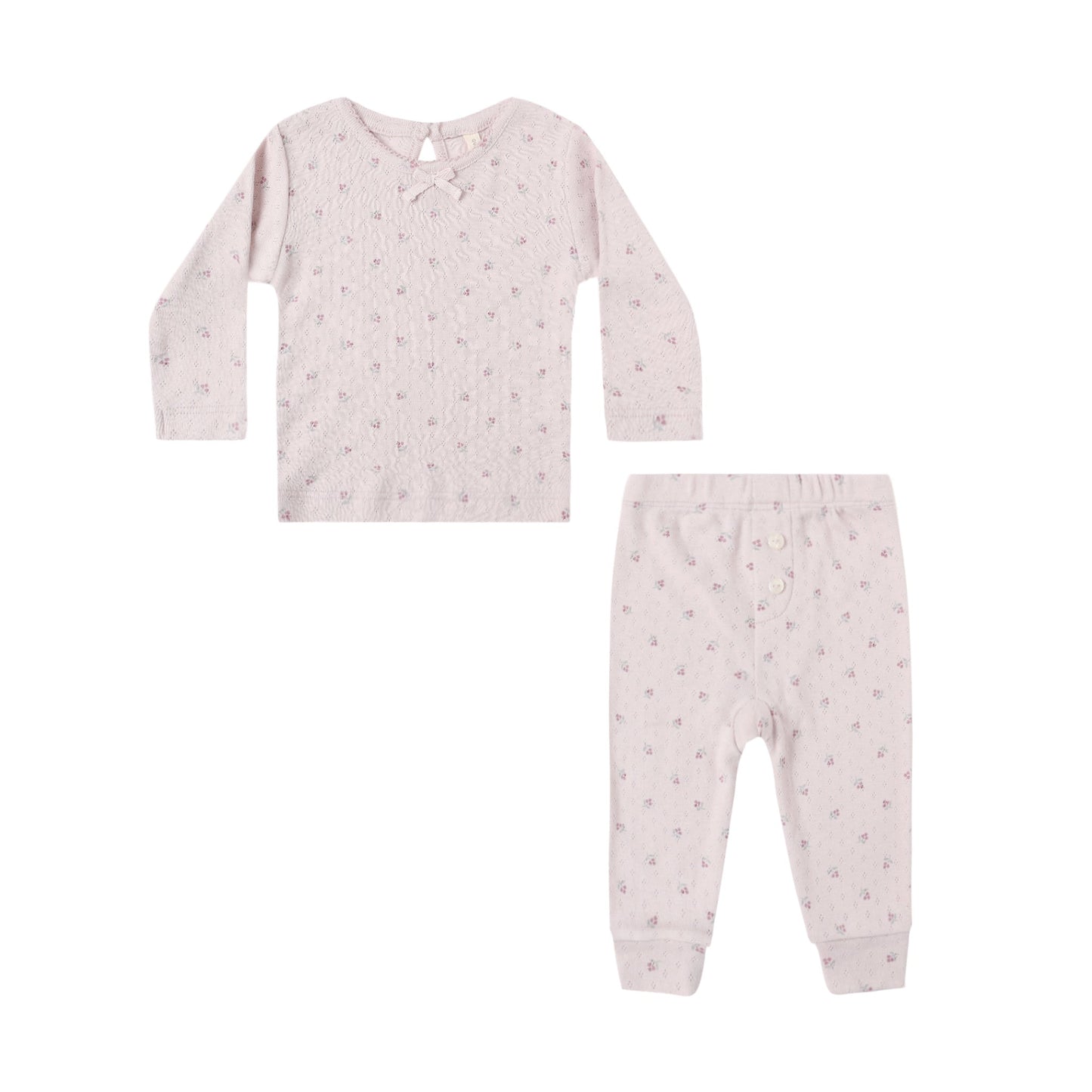 Lilac Ditsy Pointelle Top & Legging - Quincy Mae