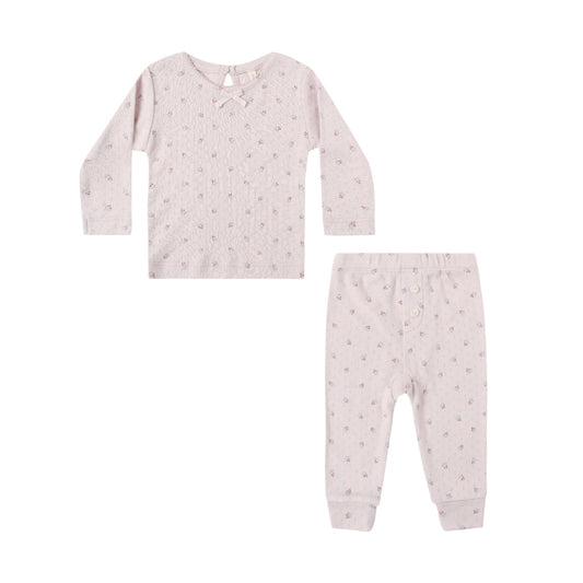 Lilac Ditsy Pointelle Top & Legging - Quincy Mae
