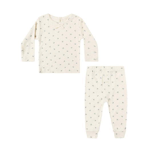 Blue Ditsy Pointelle Top & Legging - Quincy Mae