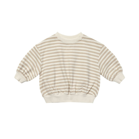 Sand Stripe Relaxed Fleece Sweatshirt - Quincy Mae