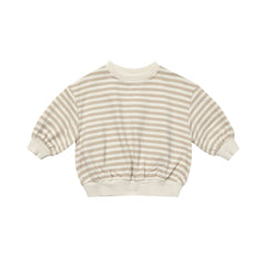 Sand Stripe Relaxed Fleece Sweatshirt - Quincy Mae