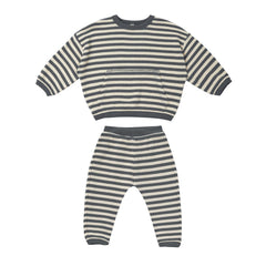 Navy Stripe Waffle Top + Pant Set - Quincy Mae