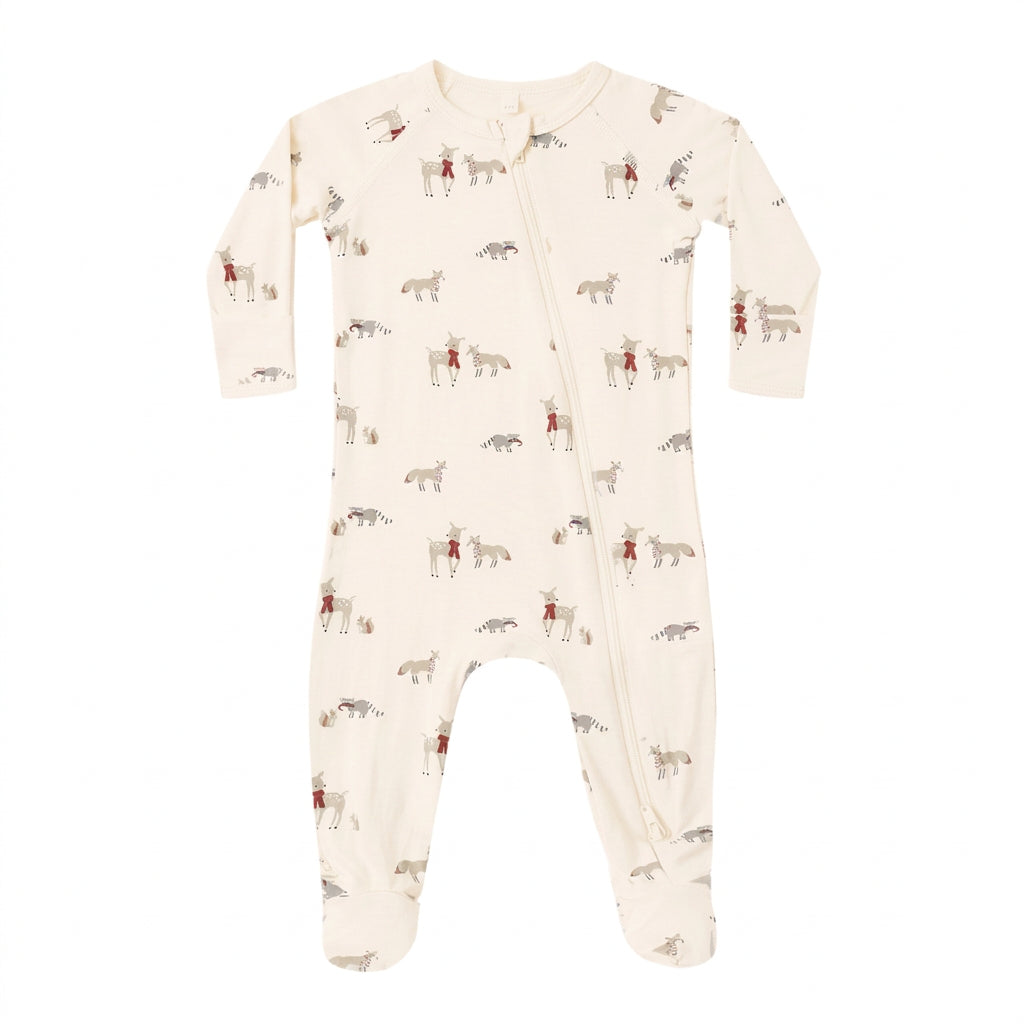 Forest Friends Bamboo Zip Footie - Quincy Mae