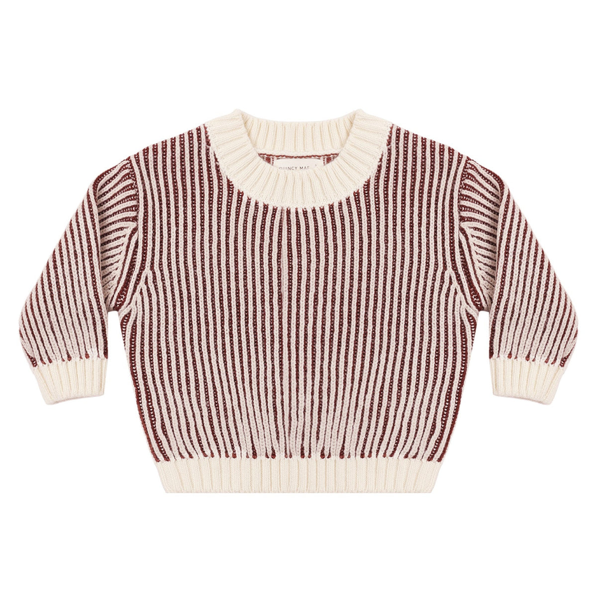Black Cherry Stripe Relaxed Knit Sweater - Quincy Mae