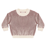Black Cherry Stripe Relaxed Knit Sweater - Quincy Mae