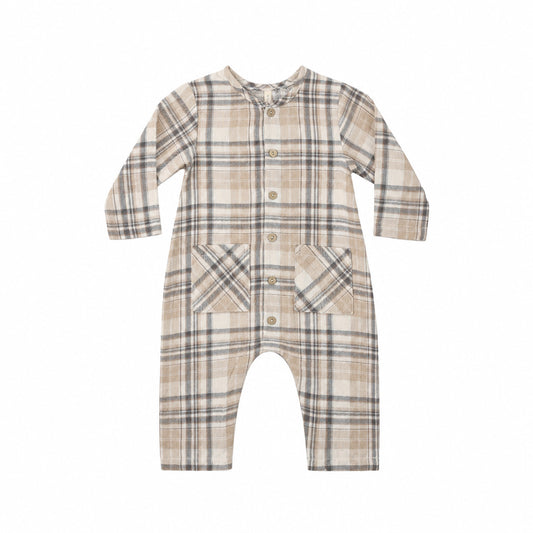 Fall Plaid Woven Jumpsuit - Quincy Mae
