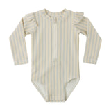 Blue & Butterscotch Stripe Byron Rashguard - Quincy Mae