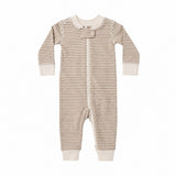 Almond Stripe Zip Romper - Quincy Mae