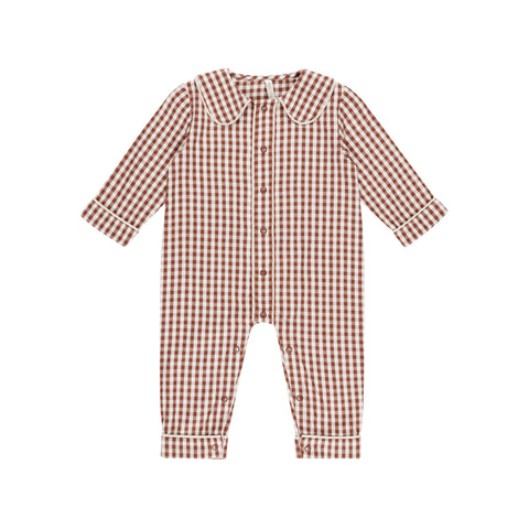 Brick Gingham Pajama Romper - Rylee + Cru