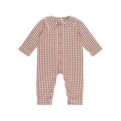 Brick Gingham Pajama Romper - Rylee + Cru