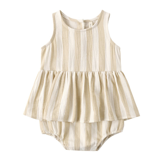 Summer Stripe Skirted Tank Romper - Quincy Mae