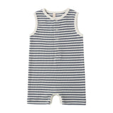 Ocean Stripe Ribbed Henley Romper - Quincy Mae