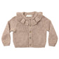 Heathered Almond Ruffle Collar Cardigan- Quincy Mae