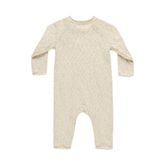 Speckled Natural Heathered Knit Jumpsuit - Quincy Mae