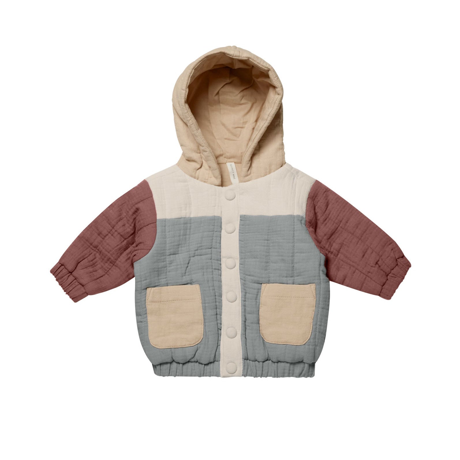 Color Block Hooded Woven Jacket - Quincy Mae