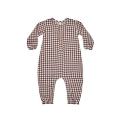 Plum Gingham Woven Jumpsuit - Quincy Mae