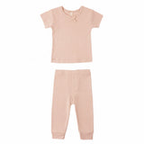 Melon Pointelle Tee + Pant Set - Quincy Mae