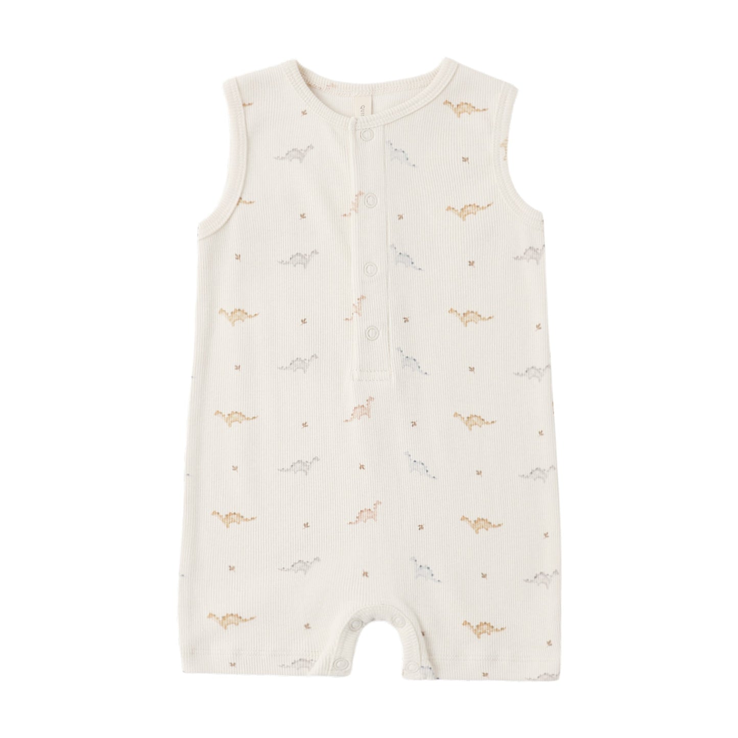 Dinos Ribbed Henley Romper - Quincy Mae