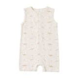 Dinos Ribbed Henley Romper - Quincy Mae