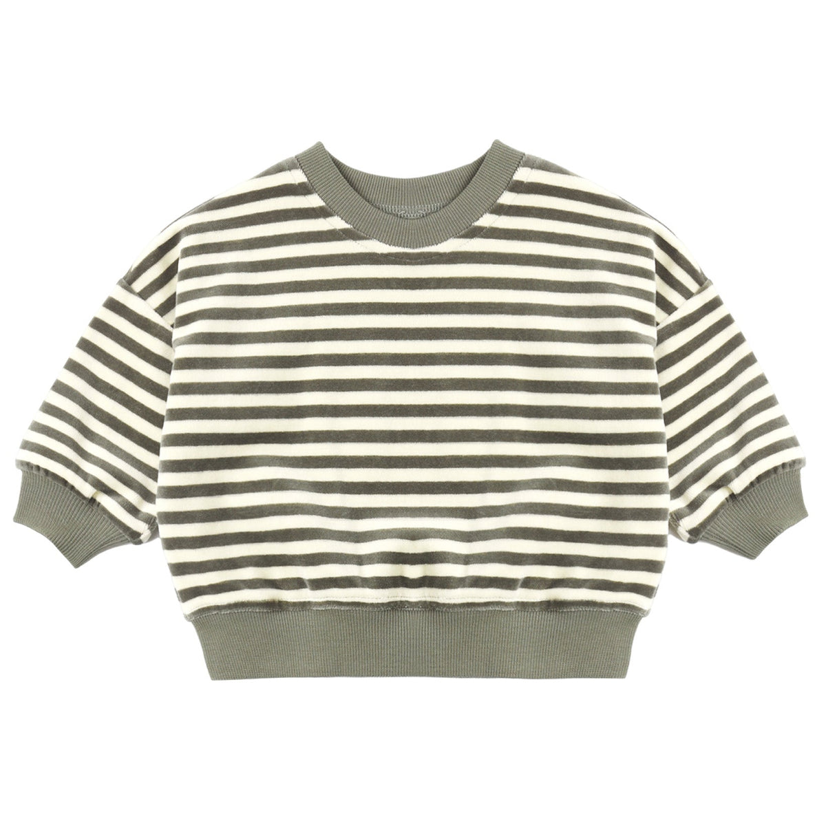 Spruce Stripe Velour Sweatshirt - Quincy Mae