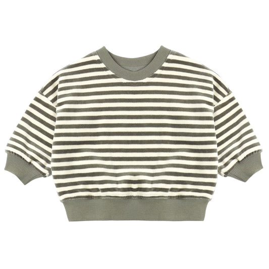 Spruce Stripe Velour Sweatshirt - Quincy Mae