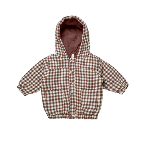 Plum Gingham Hooded Woven Jacket - Quincy Mae