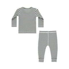 Indigo Stripe Ribbed Tee + Legging Set - Quincy Mae