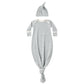 Steel Blue Micro Stripe Knotted Gown + Hat Set - Quincy Mae