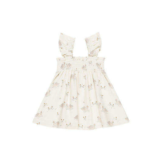 Swans Smocked Jersey Dress - Quincy Mae