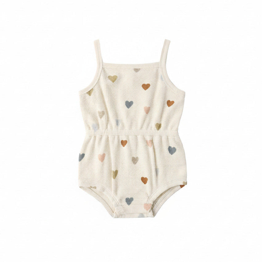 Confetti Hearts Waffle Cinch Romper - Quincy Mae