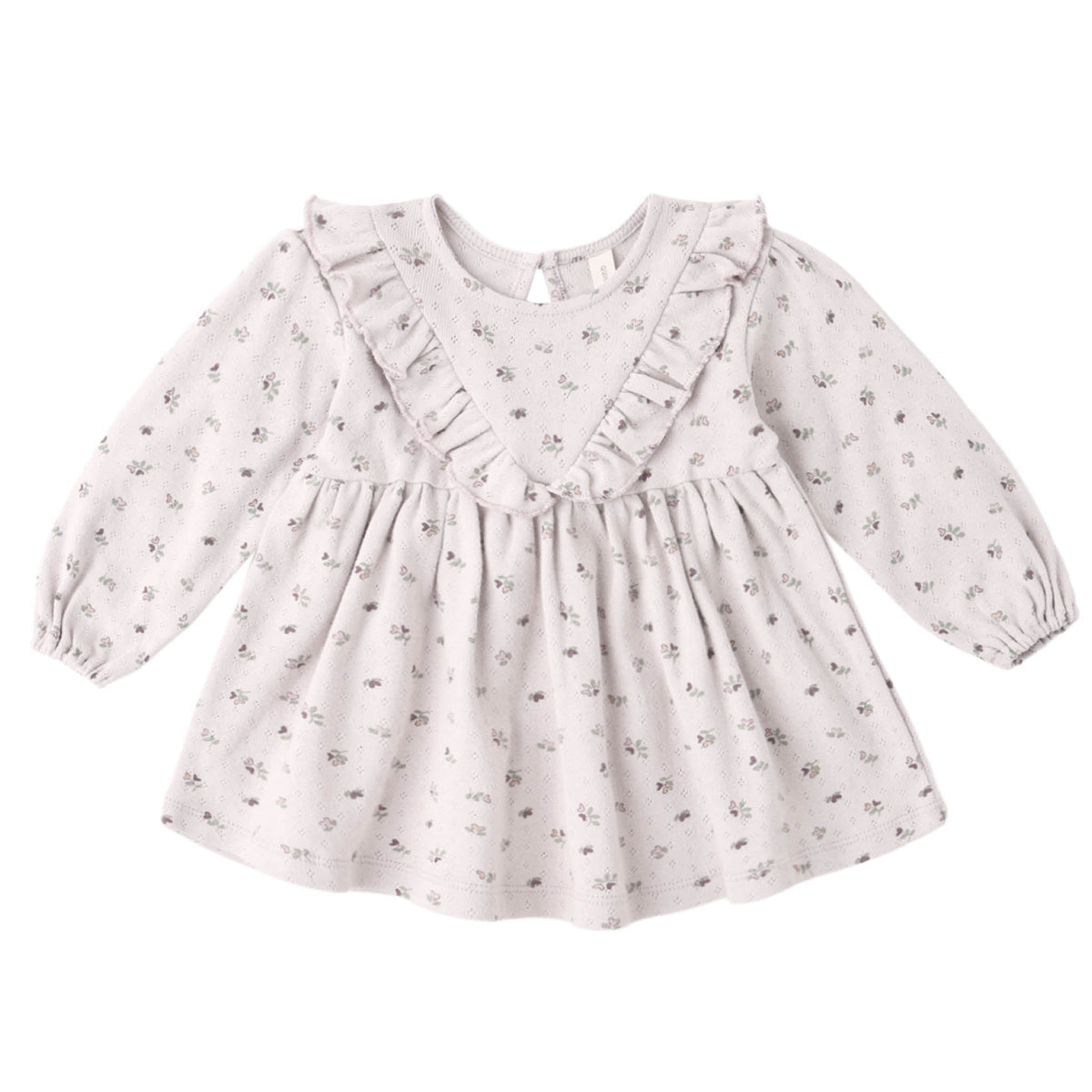 Heart Ditsy Ruffle V Dress - Quincy Mae